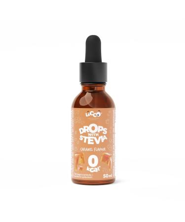 Locco Natural Flavoured and sweetening drops with Stevia | Caramel | 0 Calorie | Vegan | Only Natural Ingredients | Zero sugar