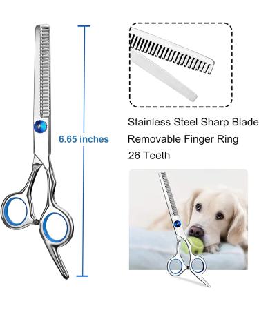 3 Pack Dog Grooming Scissors Set with Safety Round Tip - Stainless Steel Up-Curved Shears for Dogs and Cats with Grooming Comb - Blue - Buy Online on SooperMarket.com