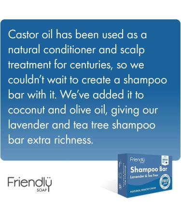 Friendly Soap - Lavender & Tea Tree Shampoo Bar (95g) Natural Healthy Shine Nourishing Moisturising Soothing Plant-Based Cruelty-Free Made By Hand No SLS or Parabens Sustainable - Buy Online on SooperMarket.com