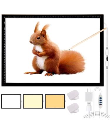 Upgraded A2 Light Pad  3-Color Light Setting Diamond Painting Light Board  Stepless Adjusted Brightness Large Size Tracing Board with Clips 25x18 INCH