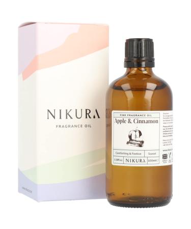 Nikura Apple & Cinnamon Fine Fragrance Oil - 100ml | Perfect for Soap Making Candle Making Wax Melts Diffuser Burner | Great for use in Bath Bombs Perfume Oil Perfume Scents | Vegan & UK Made