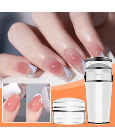 4-Piece Nail Art Stamper Kit | Silicone Clear Stamps & Scraper | DIY Manicure Tools for French Nail Design - Buy Online on SooperMarket.com