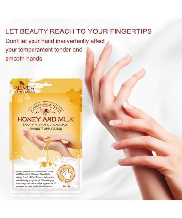3 Pairs Moisturizing Peeling Hand Mask with Honey & Milk - Natural Plant Extracts Collagen Brightening & Anti-Aging Repair - Buy Online on SooperMarket.com