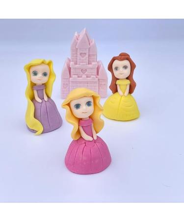 4x Princess Cake Toppers Set - Princess Castle Girls Birthday Party Wedding Baby Shower Christening Cupcake Decoration - Comes with an Edible Glue - Buy Online on SooperMarket.com