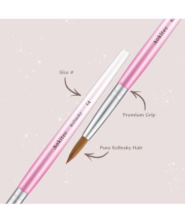 Aokitec Kolinsky #22 Acrylic Nail Brush - Professional Wood Brush for Manicure & Nail Art Pink - Buy Online on SooperMarket.com