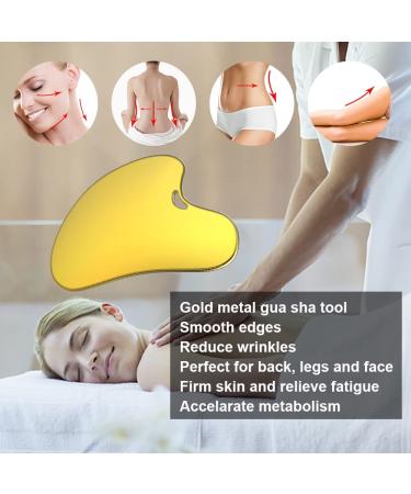 Winyoung Gold Metal Face Roller & Gua Sha Massage Set for Face, Neck, Eyes & Body - Facial Skin Care Tool for Eye Treatment - Buy Online on SooperMarket.com