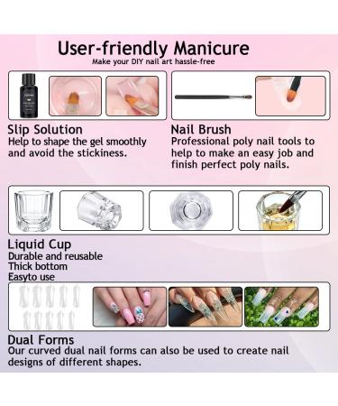 Lofuanna 60g Clear Poly Gel Nail Kit | All-in-One Starter Set for Nail Extensions | Includes Slip Solution, Nail Forms, Brush & Glass Cup | Ideal for Beginners - Buy Online on SooperMarket.com