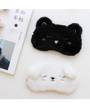 Zeiwohndc Plush White Dog Sleep Mask - Cute Cartoon Animal Design | Satin Lined Blindfold for Home & Travel - Buy Online on SooperMarket.com