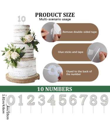 CRASPIRE 10 Sets Number Cake Topper Imitation Pearl Rhinestone 0-9 Number White Birthday Cake Plug in Decorations for Birthday Party Wedding Anniversary Supplies - Buy Online on SooperMarket.com