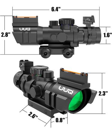 UUQ Prism 4x32 Rifle Scope with Triple Illuminated Reticle and Fiber Optic Sight - Buy Online on SooperMarket.com