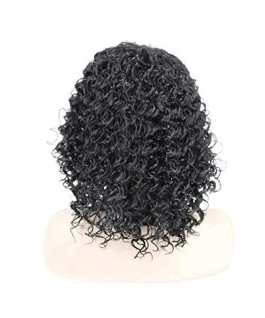 BGHJUE Short Curly Wig - Brazilian Lace Front Human Hair Wig with Baby Hair 35cm Black - International Shipping - Buy Online on SooperMarket.com