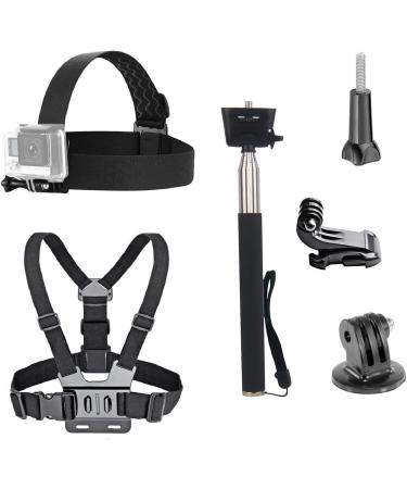 VVHOOY 3 in 1 Universal Action Camera Accessories Kit - Head Strap Mount/Chest Harness/Selfie Stick Compatible with Gopro Hero 11 10 9 8 7 6 5/AKASO EK7000/V50/Brave 7/Dragon Touch Action Camera