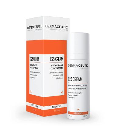 Dermaceutic C25 Cream - Antioxidant Day Cream with Vitamin C Vitamin E Vitamin B5 Vitamin E and Polyphenols - Protective face moisturizer for improved complexion and radiant skin - 30ml
