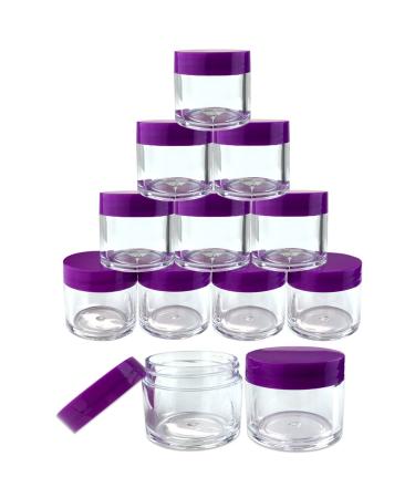 Beauticom 12 Piece 1 oz. USA Acrylic Round Clear Jars with Flat Top Lids for Creams Lotions Make Up Cosmetics Samples Herbs Ointments (12 Pieces Jars + Lids PURPLE)