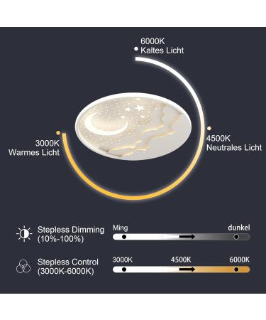 Buy Ahxiaozn LED Star Moon Ceiling Lamp for Kids | Dimmable Remote Control | 50cm White Bedroom Light | Perfect for Girls & Boys Rooms - Buy Online on SooperMarket.com