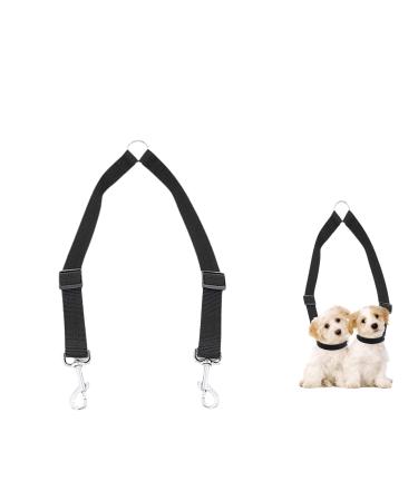 Dog leasic Splinter Splagers Shut -off leash Tackstop hiking line double line for 2 dogs collar small medium and large jogging running training training leash accessories (black)