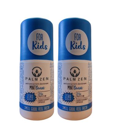Palmzen Children's Roll on Sensitive Anti-Perspirant Deodorant - Vegan Friendly Aluminium and Alcohol Free Dermatogically tested (Mint Burst)