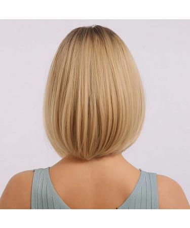 Haircube Short Bob Wig with Bangs - Heat-Resistant Ombre Blonde Wigs for Women | Perfect for Parties Cosplay & Daily Use - Buy Online on SooperMarket.com