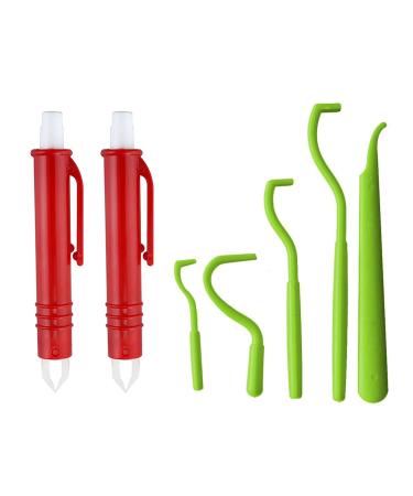 EasyULT 7Pcs Tick Remover Tool Tick Remover Kit with Set of 5 Tick Hook 2 Tick Removal Pen Painlessly Tick Remover for Dogs Cats Humans(Green) Green1