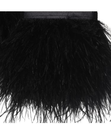 2 Yards Black Ostrich Feathers Fringe Trim Ribbon for Sewing & Crafts - 3-4 inch Width - Buy Online on SooperMarket.com