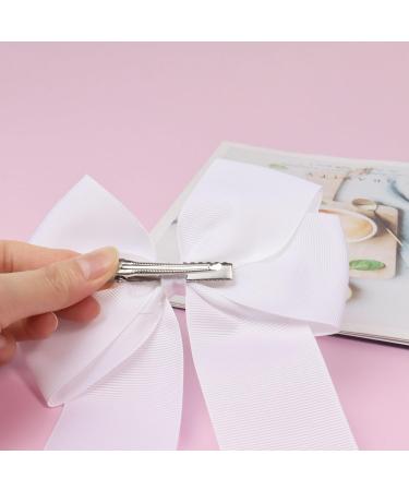 2 Pack 6 inch Bow Hair Clips Large Hair Bow Hair Barrette Clips for Women Girls White Hair Bow for Women - Buy Online on SooperMarket.com