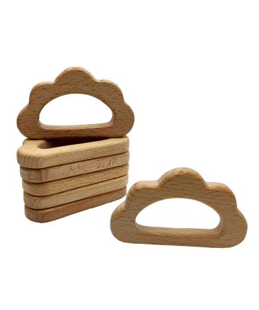 10pcs Natural Wood Cloud Shape Teether Toys DIY Teething Necklace Cute Animal Pendant Nursing Soothing Accessories (Cloud 10pcs)