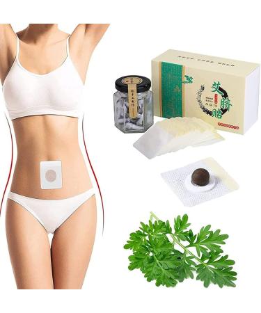 Dttion 30Pcs Mugwort Belly Patch - Natural Wormwood Essence Pills and Navel Sticker - Moxa Hot Moxibustion Navel Pain Relief Wormwood Sticker (60 pcs) Brown