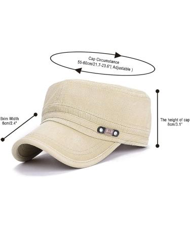 Glamorstar Unisex Cadet Army Cap | Washed Cotton Twill Military Hat - Beige - Buy Online on SooperMarket.com