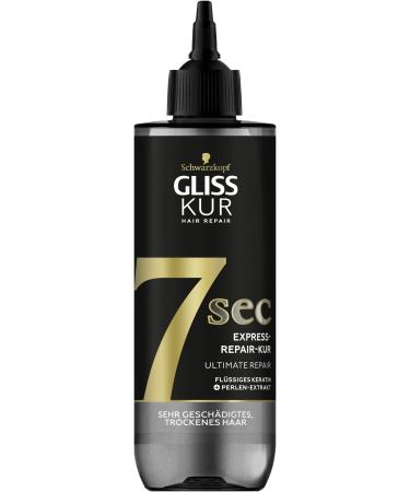 GLISS KUR 7 SEC Express Repair Kur Ultimate Repair (200 ml) hair treatment repairs the hair in just 7 seconds for 7x stronger hair and 7x less hair breakage (1 Pack)
