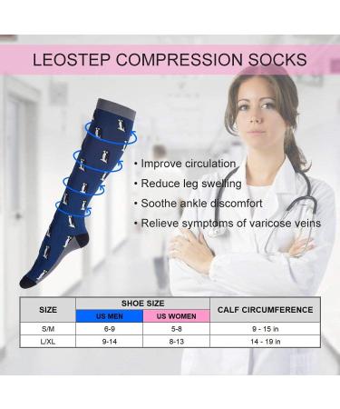 Leostep Funny Compression Stockings for Men & Women | Improve Blood Circulation & Support | Ideal for Cycling Hiking Traveling & Fishing - L-XL Sea - Buy Online on SooperMarket.com