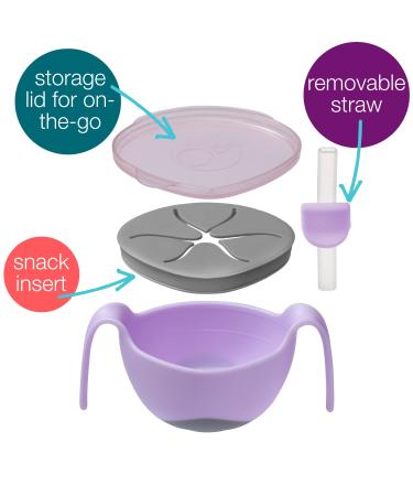 b.box 3 in 1 Toddler Bowl | Boysenberry 8.5 oz | Includes Straw Lid & No Spill Snack Insert | Dishwasher & Microwave Safe | BPA Free | Ages 6 mo - Buy Online on SooperMarket.com