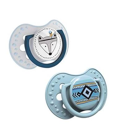 LOVI Dynamic Silicone Pacifier 0-3 Months BPA Free Indian Summer Collection 2 Pack Blue Blue 0-3 Months