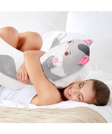 Mewaii 28in Long Cat Plush Pillow - Cute Gray Kitty Stuffed Animal Toy for Kids - Buy Online on SooperMarket.com
