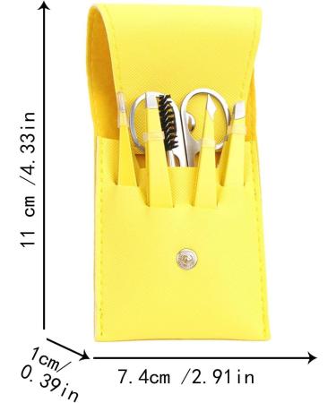 Eyebrow Shaping Kit | with Travel Case Eyebrow Scissors Kit Brow Scissors Eyebrow Kit | Eyebrow Scissors for Women Eyebrow Grooming Kit for Ingrown Hair Hair Plucking Daily Puchen Lemon Yellow 6-piece Set - Buy Online on SooperMarket.com