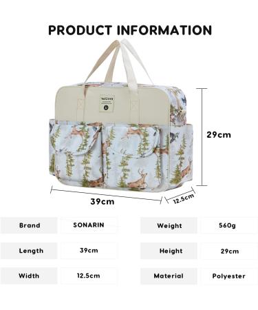 SONARIN Stylish Large Capacity Baby Nappy Changing Tote Bag with Changing Mat - Deer Design - Buy Online on SooperMarket.com