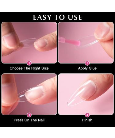 AORAEM 240PCS Clear Almond Stiletto False Nail Tips - Oval Shape Acrylic Fake Nails for DIY - Buy Online on SooperMarket.com