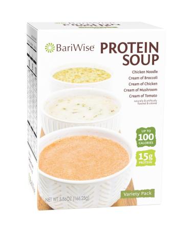BariWise Protein Soup Mix, Variety Pack - 1-8g Net Carbs, 70-100 Calories, 15g Protein (7ct) Variety Pack 7 Count (Pack of 1)