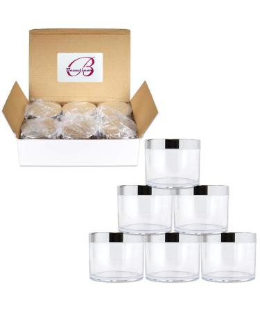 Beauticom 4 oz. (120g/120ML Quantity: 6 Pieces) Thick Wall Round Leak Proof Clear Acrylic Jars w/Lids for Beauty Cream (6 Pieces (6 Jars + Lids Together) SILVER) 6 Jars SILVER