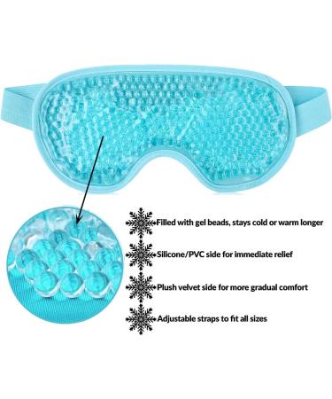 Blue Gel Eye Mask Cooling and Warming Treatment for Tired Puffy Eyes Headaches Hayfever Dry Eyes Reversible Design Silicone Velvet Adjustable Straps - Buy Online on SooperMarket.com