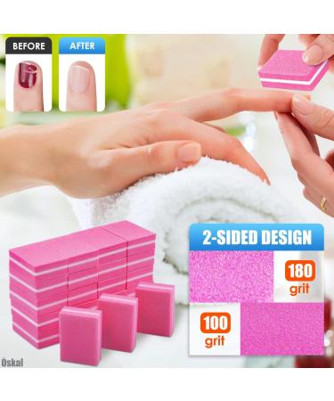100Pcs Professional Nail Buffer Block Set - 180 Grit Buffing Blocks for Natural and Acrylic Nails - Nail Art Tools and Sandpaper File - Buy Online on SooperMarket.com