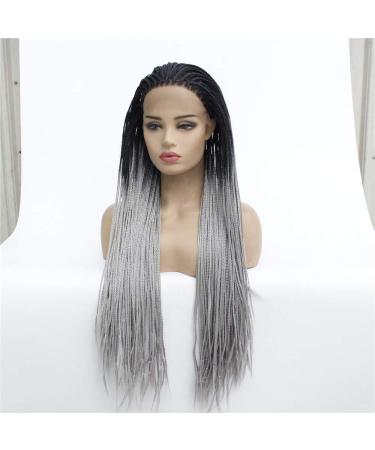 Shop Gradient Long Straight Front Lace Wig with Braids - International Shipping Available - Buy Online on SooperMarket.com