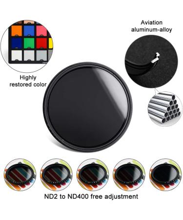 58mm Slim Variable ND Filter | ND2-ND400 Adjustable Neutral Density Lens Filter for Canon Nikon Sony DSLR Camera - Buy Online on SooperMarket.com