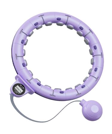 HPILISH Smart Weighted Exercise Hoop with Intelligent Counter for Adults Weight Loss, Portable Infinity Hoops Adjustable Length 2 in 1 Abdomen Fitness Massage Workout Equipment Purple