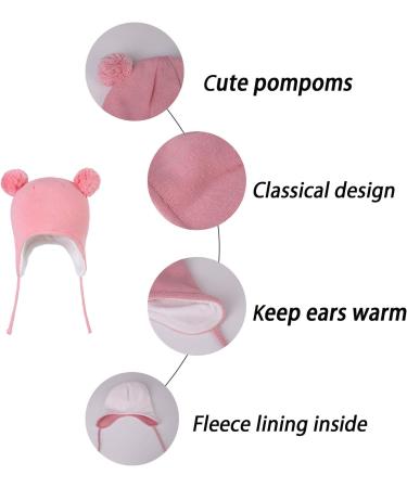 LANGZHEN Toddler Kids Winter Hat Earflap Knit Beanie - Pink (6-12 Months) - Buy Online on SooperMarket.com