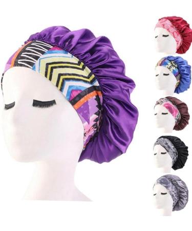 Tossper Women Satin Night Cap - Wide Elastic Hair Cover & Bonnet for Curly Hair - Black - Buy Online on SooperMarket.com