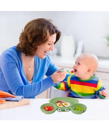 Vicloon Baby Suction Plate - Non Slip Silicone Toddler Plate for Self Feeding Training - Green Divided Plate for Highchairs Trays - Buy Online on SooperMarket.com