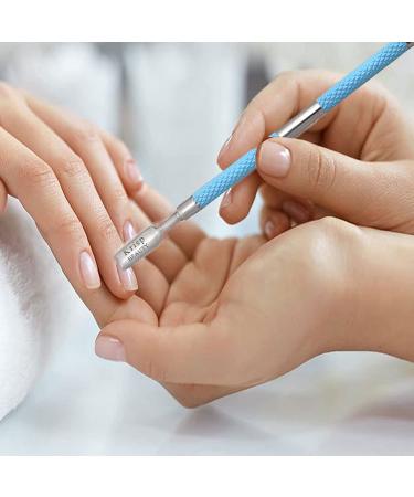 Krisp Beauty Dual Sided Cuticle Pusher - Surgical Grade Stainless Steel Manicure/Pedicure Tool Set for Nail Care - Blue - Buy Online on SooperMarket.com