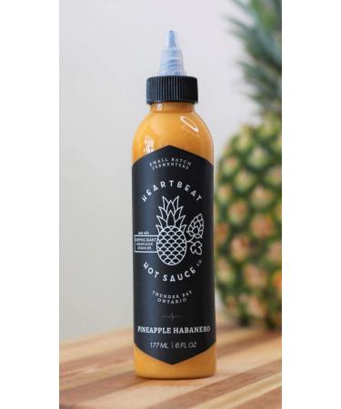Heartbeat Hot Sauce Pineapple Habanero 6 oz - Small Batch, Handmade, Vegan & Preservative Free - Buy Online on SooperMarket.com