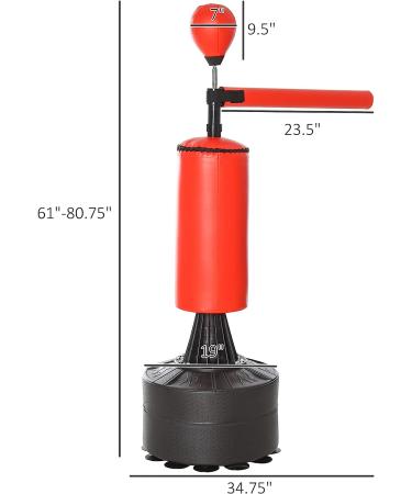 Soozier Boxing Bag Freestanding Punch Bag with Reflex Bar  Gloves  Rotating Flexible Arm  Speed Ball  Waterable Base for Adult & Kids - Buy Online on SooperMarket.com