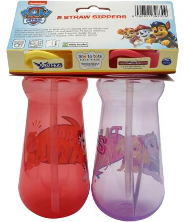 2x Paw Patrol Marshall and Skye Straw Sipper 340ml BPA Free Water Bottles for Kids 6+ Months - Buy Online on SooperMarket.com
